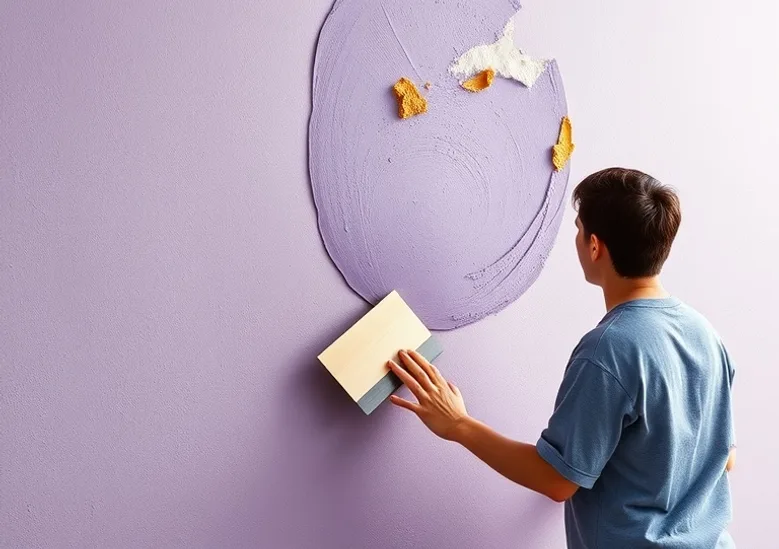 Application d'un enduit décoratif à la lisseuse sur un mur